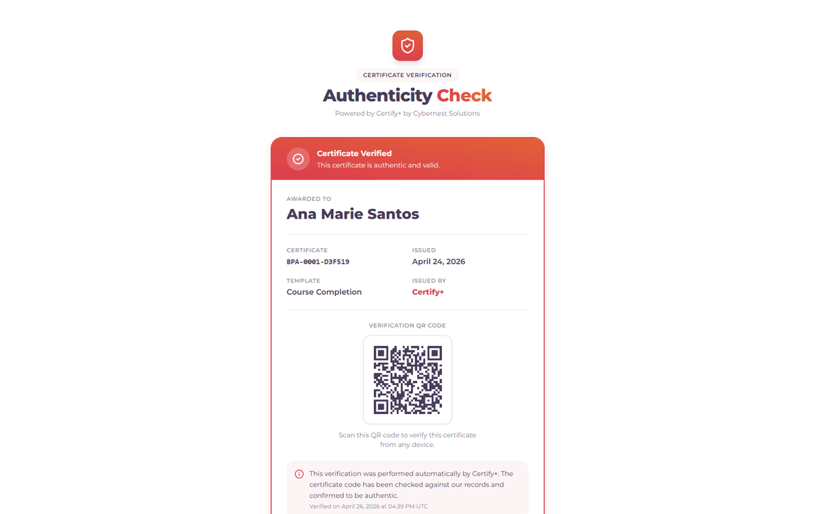 QR Code Verification