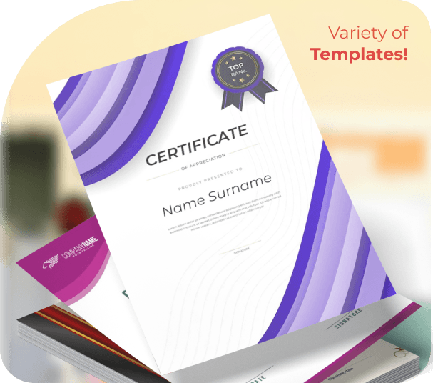 Variety of certificate templates